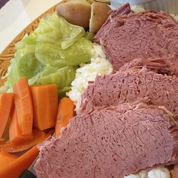 Cherrystones Grill & Grotto - Corned Beef and Cabbage Dinner, complete with Carrots, Potatoes and Rice - Japanese Near Me - Gardena, California