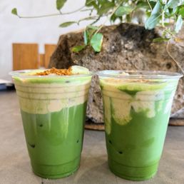 Cookie butter matcha and banana cream matcha