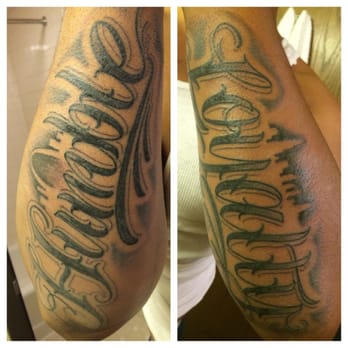 Self Inflicted Studios - Wally B lettering design with skyline - Tattoo Near Me - St. Louis, Missouri