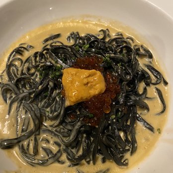 Robata Wasa - Uni with black squid ink pasta yum yum - Sushi Bars Near Me - Irvine, California