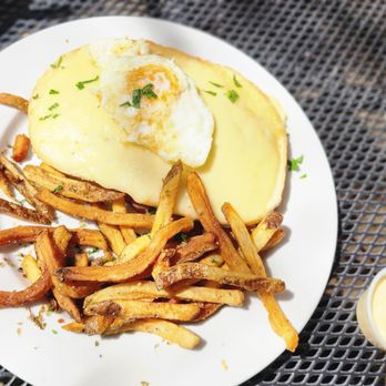 Cock and Bowl - Croque Madame with Fries - Belgian Near Me - Occoquan, Virginia Cock and Bowl - Croque Madame with Fries - Belgian Near Me - Occoquan, Virginia