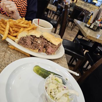 The Bagel Cafe - Roast Beef French Dip with Cole Slaw & French Fries - Bagels Near Me - Las Vegas, Nevada The Bagel Cafe - Roast Beef French Dip with Cole Slaw & French Fries - Bagels Near Me - Las Vegas, Nevada