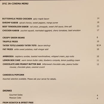 IPIC Houston - Menu - Cinema Near Me - Houston, Texas