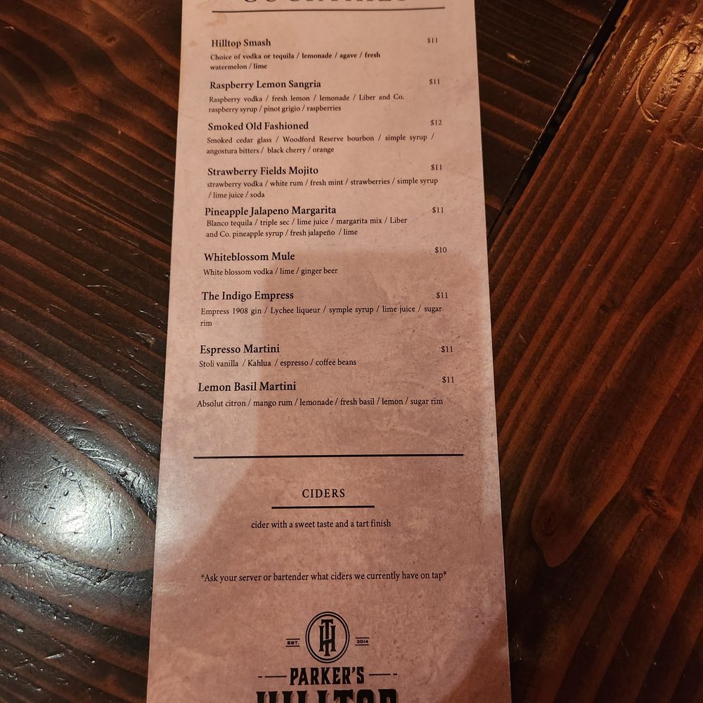 Parker's Hilltop Brewery - Cocktail menu - Breweries Near Me - Clarkston, Michigan Parker's Hilltop Brewery - Cocktail menu - Breweries Near Me - Clarkston, Michigan