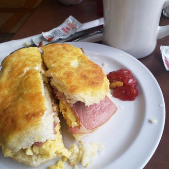 Dottie's Kitchen - Biscuit with ham egg and cheese - Breakfast & Brunch Near Me - Helen, Georgia Dottie's Kitchen - Biscuit with ham egg and cheese - Breakfast & Brunch Near Me - Helen, Georgia