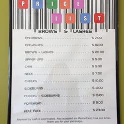 Nayan Brows & Lashes - Price List - Jan. 2016