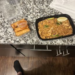 Pad Thai and spring rolls
