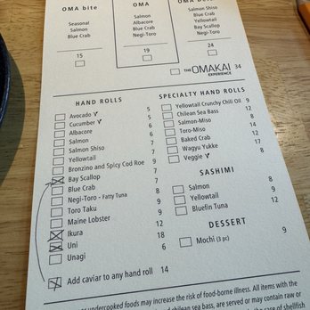 OMAKAI hand roll bar - Menu - Sushi Bars Near Me - Miami, Florida OMAKAI hand roll bar - Menu - Sushi Bars Near Me - Miami, Florida