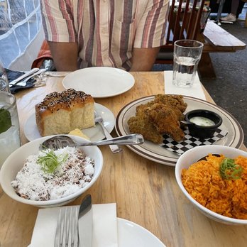 Prubechu - Red rice, ko ko wings, Chicken Keleguan, chammoran bread with tuba butter - Guamanian Near Me - San Francisco, California Prubechu - Red rice, ko ko wings, Chicken Keleguan, chammoran bread with tuba butter - Guamanian Near Me - San Francisco, California