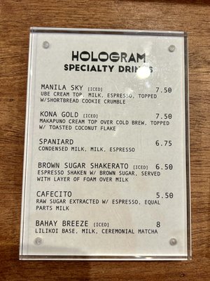 Menu photo 1 Hologram San Francisco, CA Menu photo 1 Hologram San Francisco, CA