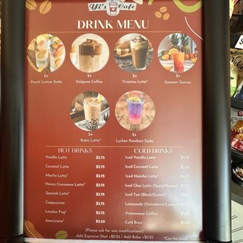Yi's Cafe - Drink Menu - Coffee & Tea Near Me - Arcadia, California