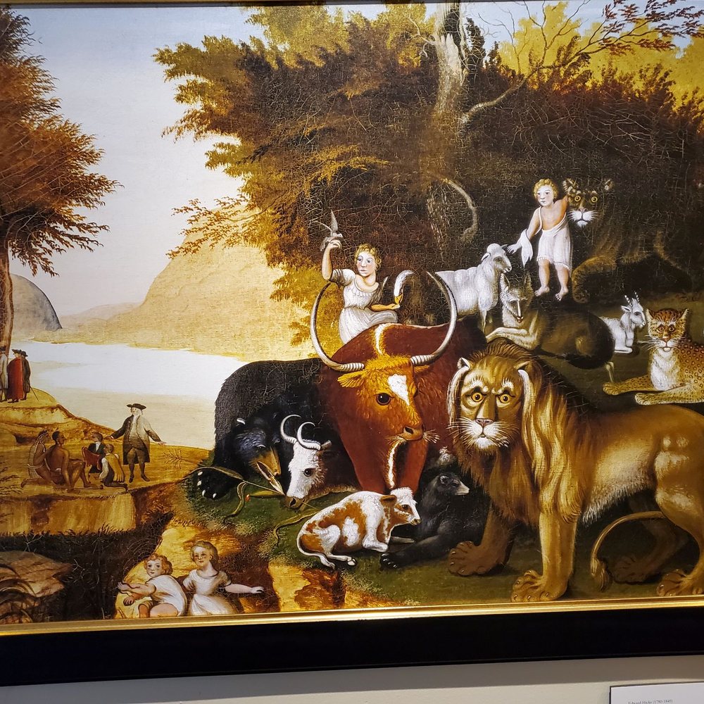 Mercer Museum - "The Peaceable Kingdom" by Quaker preacher Edward Hicks. "The wolf will live with the lamb, the leopard will lie down with the goat..." - Museums Near Me - Doylestown, Pennsylvania Mercer Museum - "The Peaceable Kingdom" by Quaker preacher Edward Hicks. "The wolf will live with the lamb, the leopard will lie down with the goat..." - Museums Near Me - Doylestown, Pennsylvania