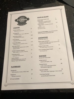Menu photo 2 Ferris Steakhouse & Tavern Rocky River, OH Menu photo 2 Ferris Steakhouse & Tavern Rocky River, OH