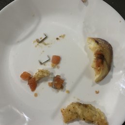 ordered bruschetta found some staples in it, paid full price. Wouldn't recommend to anyone. I now have a cut on my lip due to these staples. ordered bruschetta found some staples in it, paid full price. Wouldn't recommend to anyone. I now have a cut on my lip due to these staples.