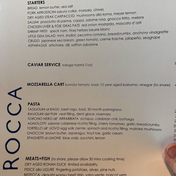 Rocca - Dinner menu. - Italian Near Me - Tampa, Florida