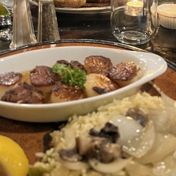 LB One Steakhouse - Scallops and rice pilaf with mushrooms and onions - Steakhouses Near Me - Egg Harbor Township, New Jersey LB One Steakhouse - Scallops and rice pilaf with mushrooms and onions - Steakhouses Near Me - Egg Harbor Township, New Jersey