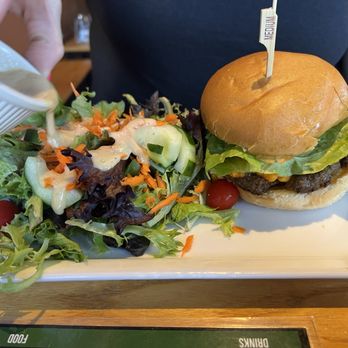 Brier Creek Beer Garden - Cowboy Burger with Salad - Gastropubs Near Me - Raleigh, North Carolina