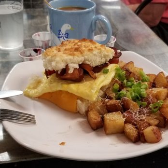 Biscuit Head - Bacon egg and cheese biscuit with Gouda home fries - Cafes Near Me - Asheville, North Carolina Biscuit Head - Bacon egg and cheese biscuit with Gouda home fries - Cafes Near Me - Asheville, North Carolina