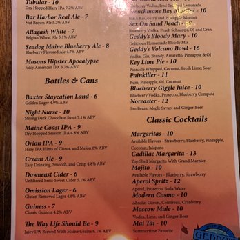Geddy's - drink menu - Seafood Near Me - Bar Harbor, Maine Geddy's - drink menu - Seafood Near Me - Bar Harbor, Maine