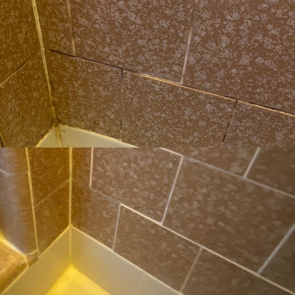 Regrout Systems - Grouting done in shower. Before (above) and after. - Grout Services Near Me - Long Beach, California Regrout Systems - Grouting done in shower. Before (above) and after. - Grout Services Near Me - Long Beach, California