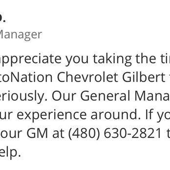 AutoNation Chevrolet Gilbert - Called to speak with GM... answering service is a joke. - Car Dealers Near Me - Gilbert, Arizona
