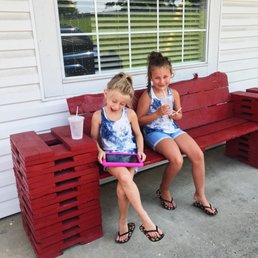 Cute little bench outside. Word has it, it gets crowded on the weekends. Grab a seat here.