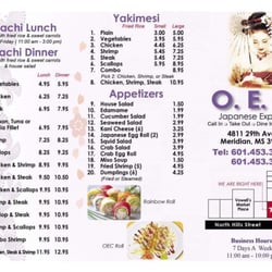 OEC Japanese Express - Meridian - Menu