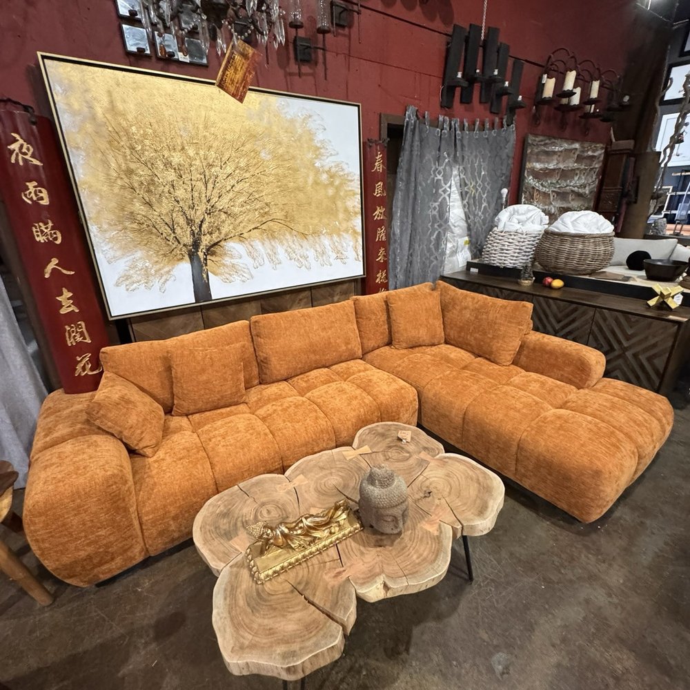 Orange couch in store. Orange couch in store.