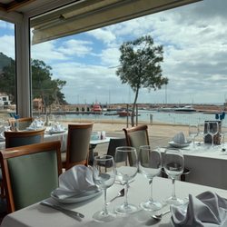 Llafranc - View of the ocean from inside the restaurant.