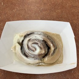 Sourdough cinnamon roll with regular and maple icing.