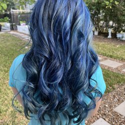 Blue hair in natural light