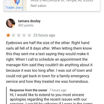 Polish Me Pretty Nail Bar - Owner does not fulfill promises or refund when you leave with half an eyebrow - Nail Salons Near Me - Tempe, Arizona