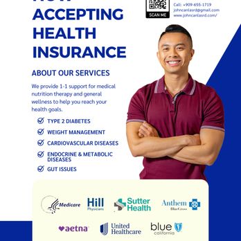 John Canlas Nutrition - All the insurances I accept! - Dietitians Near Me - Concord, California John Canlas Nutrition - All the insurances I accept! - Dietitians Near Me - Concord, California