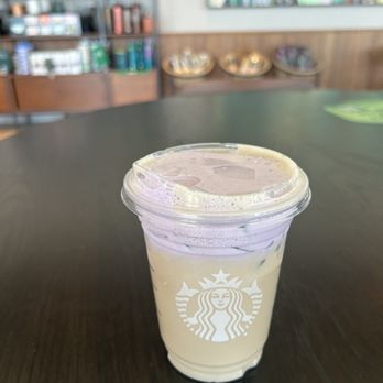 Starbucks - Iced Lavender oatmilk latte with lavender foam - Coffee & Tea Near Me - Bakersfield, California Starbucks - Iced Lavender oatmilk latte with lavender foam - Coffee & Tea Near Me - Bakersfield, California