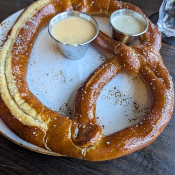 Guinness Open Gate Brewery - Bavarian Pretzel with Baltimore Blonde beer cheese and mustard. - Breweries Near Me - Halethorpe, Maryland Guinness Open Gate Brewery - Bavarian Pretzel with Baltimore Blonde beer cheese and mustard. - Breweries Near Me - Halethorpe, Maryland