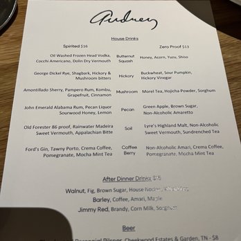 Audrey - Drink menu - American Near Me - Nashville, Tennessee Audrey - Drink menu - American Near Me - Nashville, Tennessee