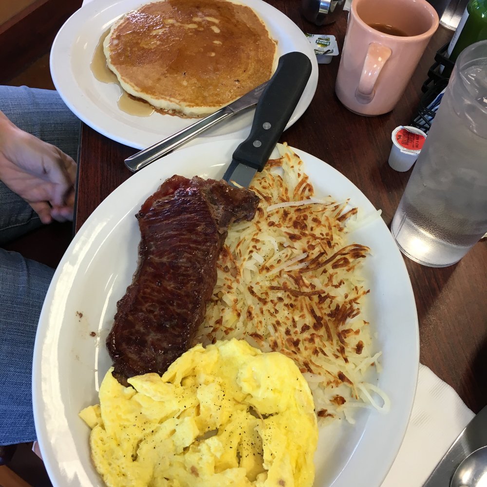 Landmark Grill - Steak and eggs, with pancake instead of toast. - Breakfast & Brunch Near Me - Midvale, Utah Landmark Grill - Steak and eggs, with pancake instead of toast. - Breakfast & Brunch Near Me - Midvale, Utah
