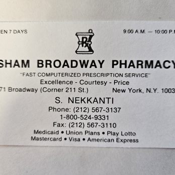 Isham Broadway Pharmacy - Drugstores Near Me - New York, New York Isham Broadway Pharmacy - Drugstores Near Me - New York, New York
