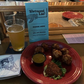 Tortuga's Lie - Conch Fritters with Honey Jerk sauce and salsa!! - Seafood Near Me - Nags Head, North Carolina Tortuga's Lie - Conch Fritters with Honey Jerk sauce and salsa!! - Seafood Near Me - Nags Head, North Carolina