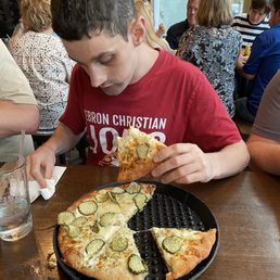 Pickle Pizza and my son Ed. We loved it. Pickle Pizza and my son Ed. We loved it.