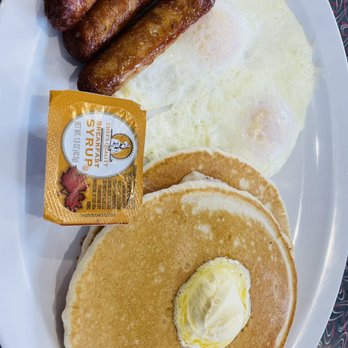 Fantastic Cafe - Pancakes special with 2 pancakes, 2 eggs any style and your choice of bacon or sausage. - Cafes Near Me - Westminster, California