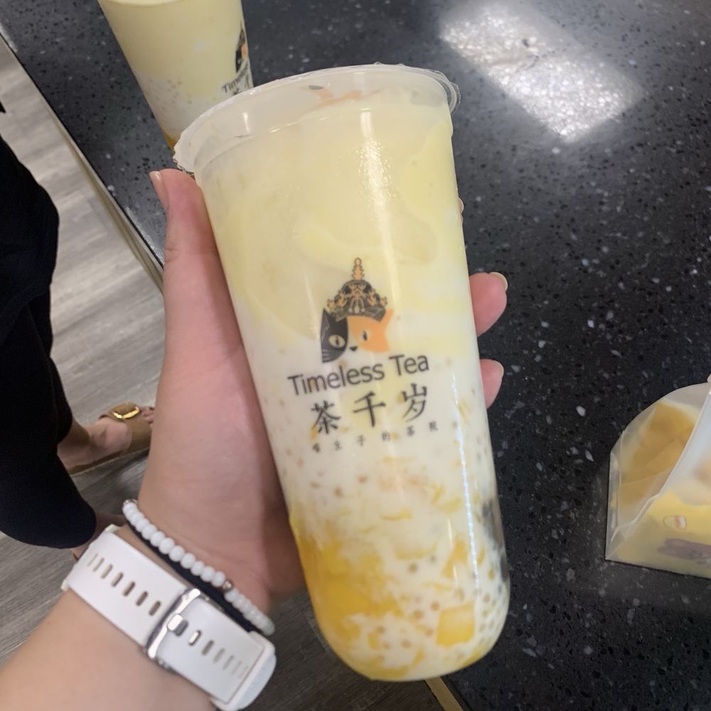 Timeless Tea - Mango Pomelo Sago + boba - Bubble Tea Near Me - Bellevue, Washington