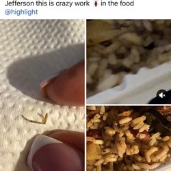 Roach legs found in my rice. Don't eat here