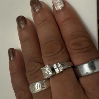 Twin Sisters Nails & Spa - Brown gel polish, cat-eye finish (bathroom lighting) - Nail Salons Near Me - San Rafael, California