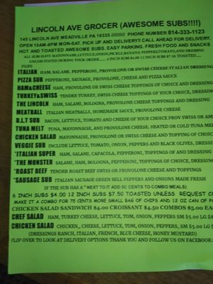 Menu photo 2 Lincoln Ave grocer Meadville, PA Menu photo 2 Lincoln Ave grocer Meadville, PA