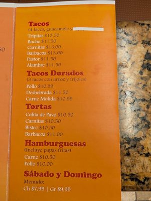 Menu photo 5 Las Gorrionas El Paso, TX