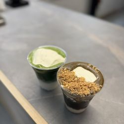 Wu Wei Coffee - Hojicha cheesecake latte + matcha einspanner