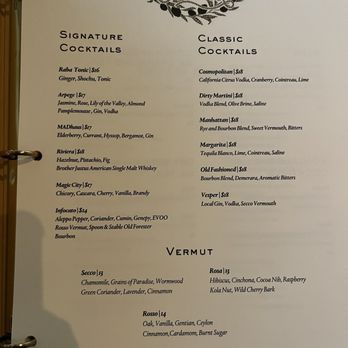 Mara - Cocktail Menu - Mediterranean Near Me - Minneapolis, Minnesota