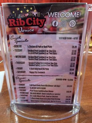 Menu photo 6 Rib City Venice, FL