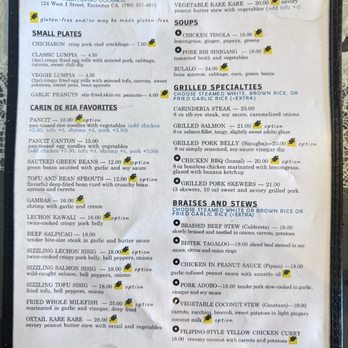 CARiN de RiA - Menu - Filipino Near Me - Encinitas, California